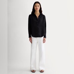 Everlane Long Sleeve Collared Oxford Shirt in Black - Size 4